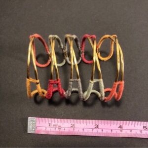 Bohemian Women’s Unique Multicolored Threaded Bracelet Goldtone Large Bangle